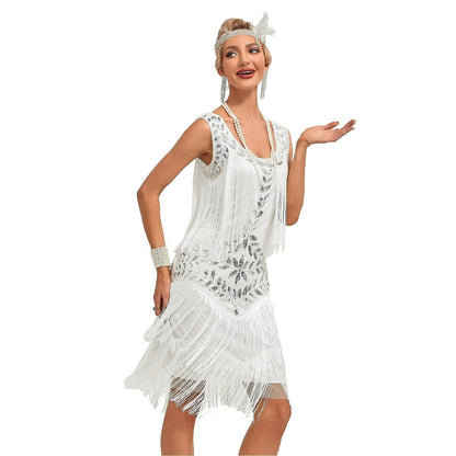 Beaded Art Deco Floral Flapper Dress