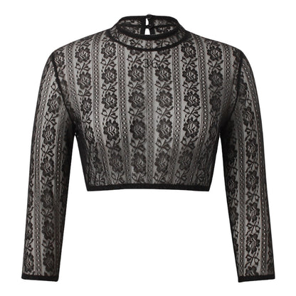 Oktoberfest Lace Dirndl Blouse Bavarian Top - Black