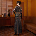 Beaded Fringe Gown with Art Deco Detailing