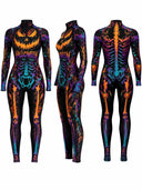 Men's Neon Jack-O'-Lantern Skeleton Halloween Bodysuit