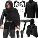 Conjunto de camisa de guardabosques medieval con protectores, armadura, chal y cinturón