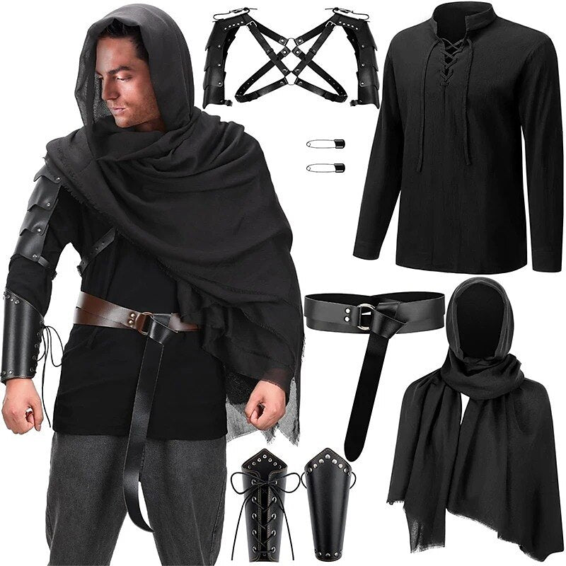 Medieval Ranger Shirt Set with Guards Armor Shawl Belt