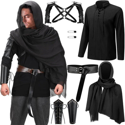 Medieval Ranger Shirt Set with Guards Armor Shawl Belt
