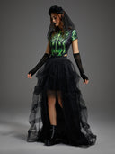 Women's Neon Skeleton Bride 3-Piece Halloween Costume Set