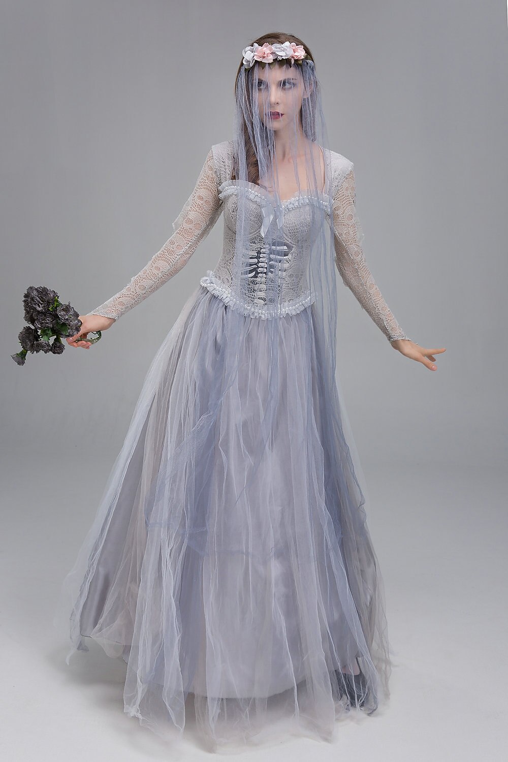 Ghost Bride Skeleton Lace Tulle Dress