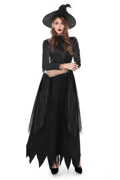 Gothic Witch Costume with Hat for Halloween