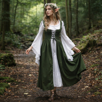 Medieval Fairy Dress Set with Headpiece Ear Accessories