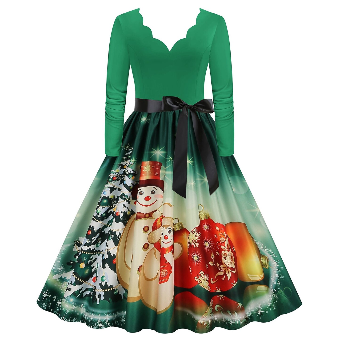 Christmas A-Line Santa Print Dress