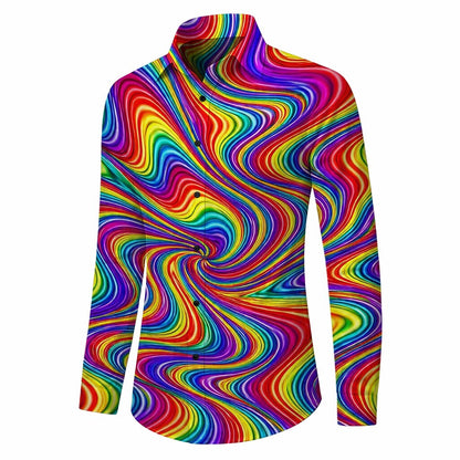 Retro 70S Psychedelic Long Sleeves Collar Shirt