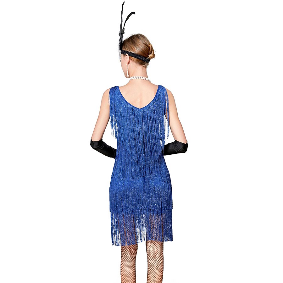 Sequin Fringe Charleston Dress with Accessories Set
