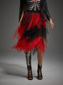 Women's Red and Black Gothic High-Low Tulle Skirt