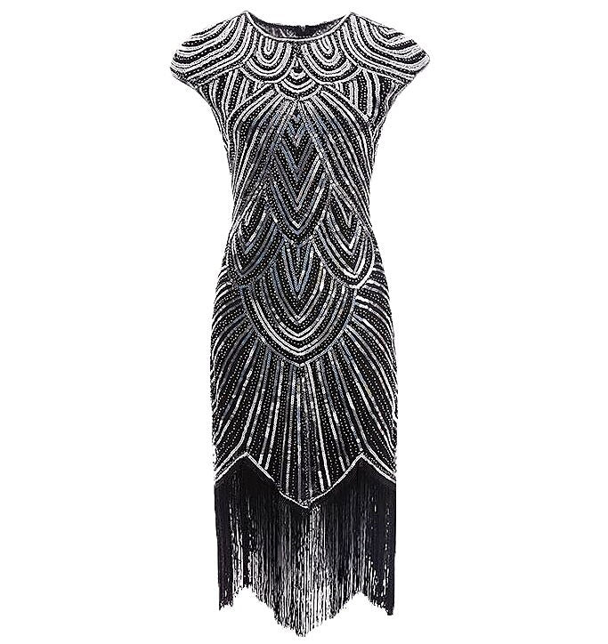 Art Deco Sequin Tassel Flapper Cocktail Dress