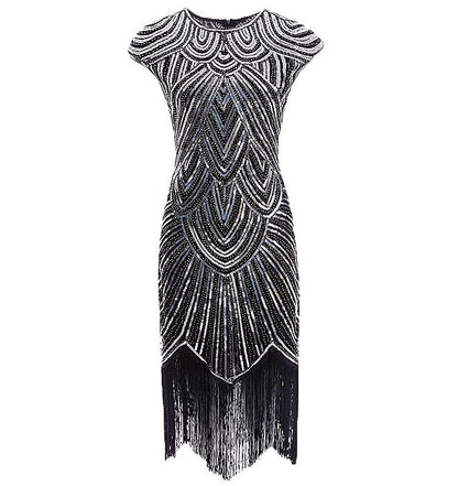 Art Deco Sequin Tassel Flapper Cocktail Dress