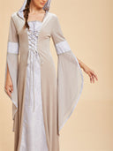 Women's Ivory Medieval Queen Gown & Fur-Trimmed Cloak Costume Set
