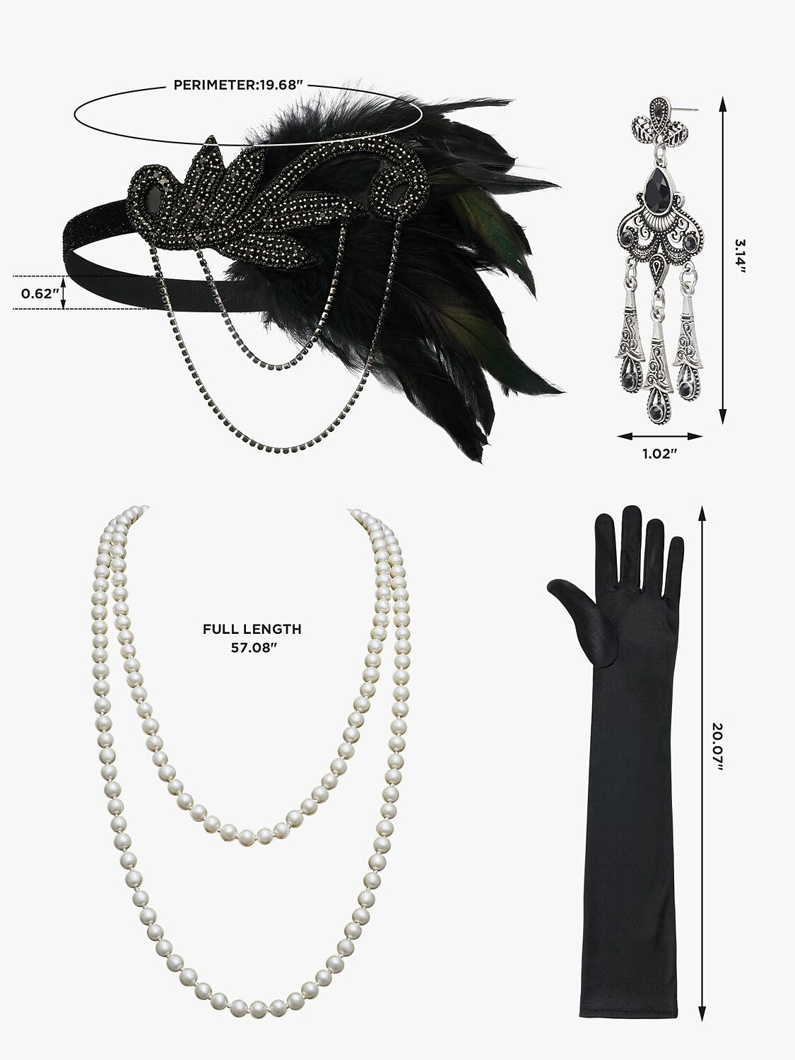 4Pcs 1920s Gatsby Accessory Set