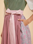 Premium Sage Green & Dusty Rose Oktoberfest Dirndl and White Lace Blouse Set