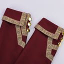 Ensemble de costume victorien 3 pièces pour homme, bordeaux avec bordure dorée