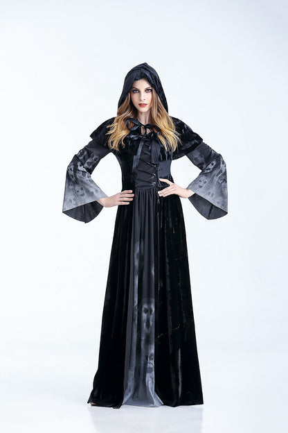 Gothic Witch Outfit with Hooded Cloak