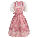 Oktoberfest Pink Dirndl Dress with Embroidered Apron and Blouse - Retrorobe