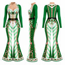 Women's Green Candy Cane Flared Christmas Bodysuit