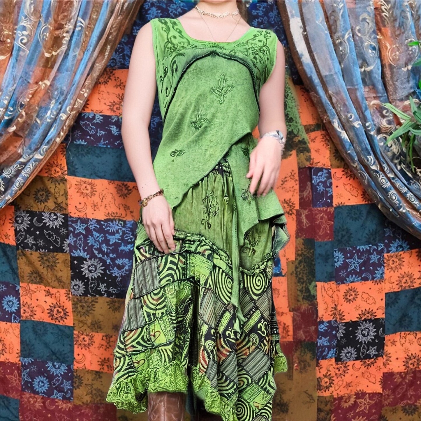 Boho Embroidered Asymmetrical Dress