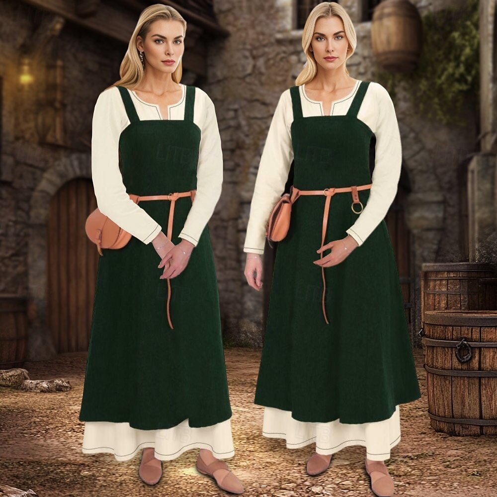 Medieval Viking Apron Overdress Tunic Set Dress