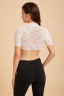Women’s Oktoberfest White Keyhole Lace Cropped Dirndl Blouse