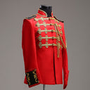 Set costume da soldato schiaccianoci da uomo in rosso con galloni dorati, 3 pezzi
