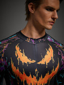 Men's Neon Jack-O'-Lantern Skeleton Halloween Bodysuit