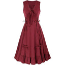 Renaissance Style Sleeveless Dress with Lace-up Waist - Retrorobe
