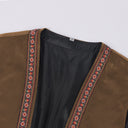 Men's Burgundy Renaissance Long Vest 3-Piece Costume Set