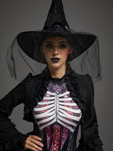 Women's Gothic Lace Veil Witch Hat for Halloween