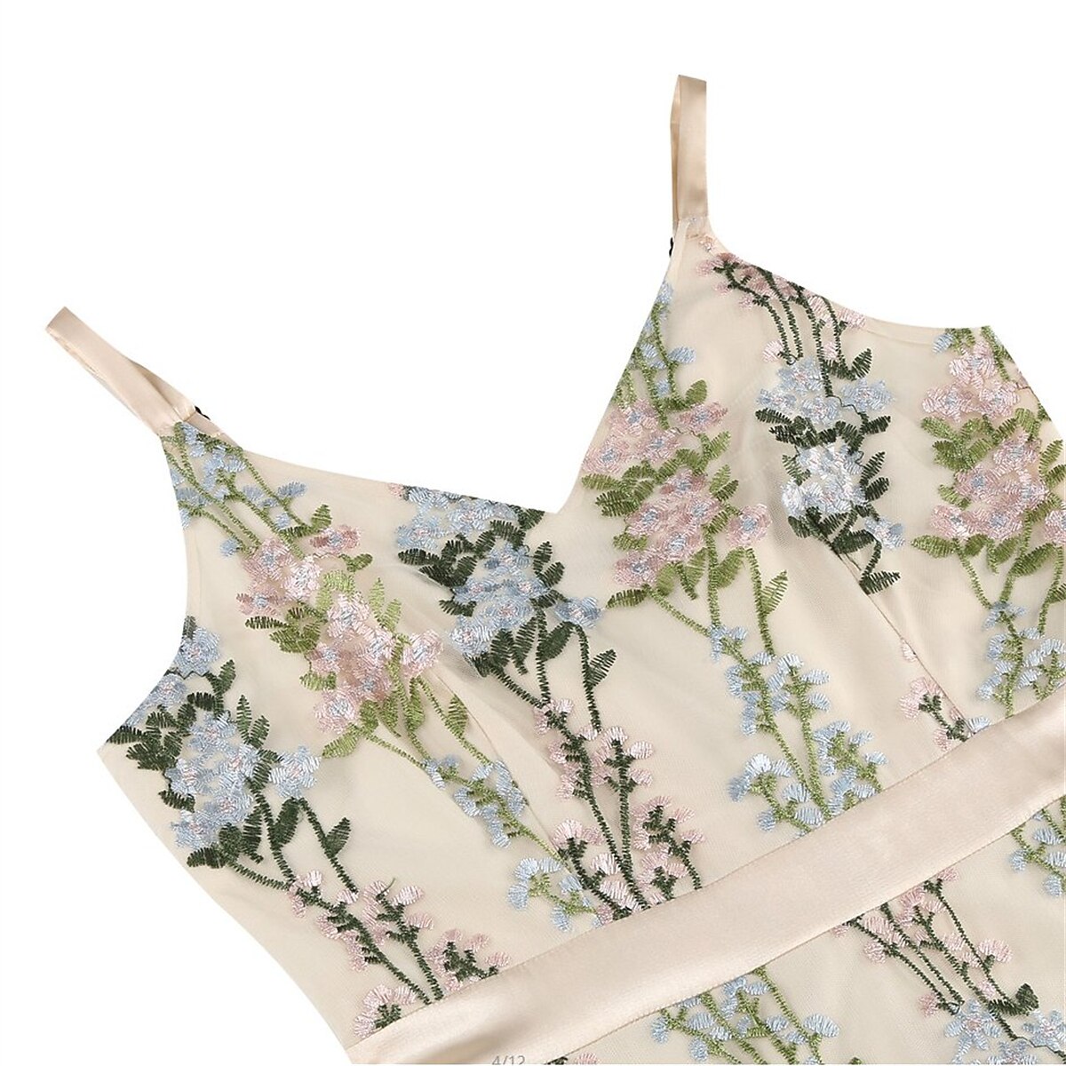 Floral Embroidered V-Neck Midi Dress