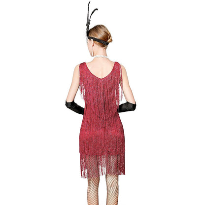 Sequin Fringe Charleston Dress with Accessories Set