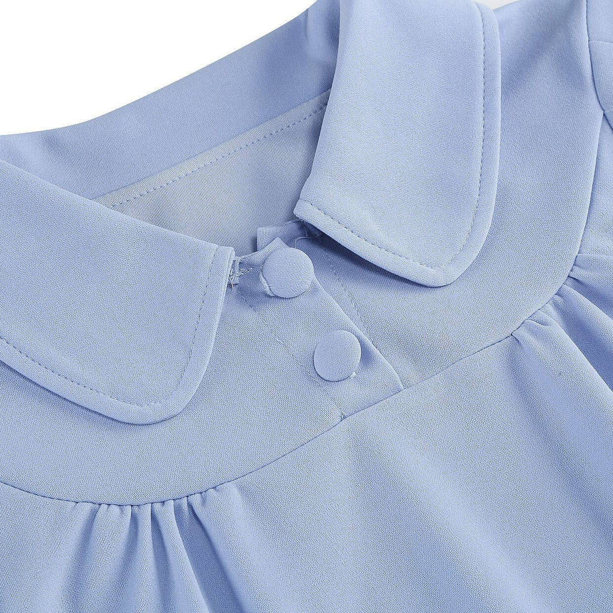 Women's 1950s Solid Color Peter Pan Collar Long Sleeve Flare Dress