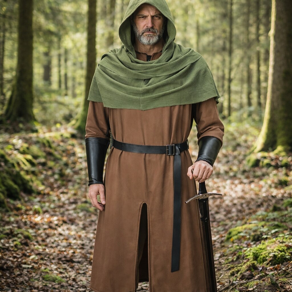 Medieval Knight RangerShawls Tunic Set with Belt Arm Bracer