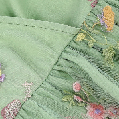 Floral Embroidered V-Neck Midi Dress