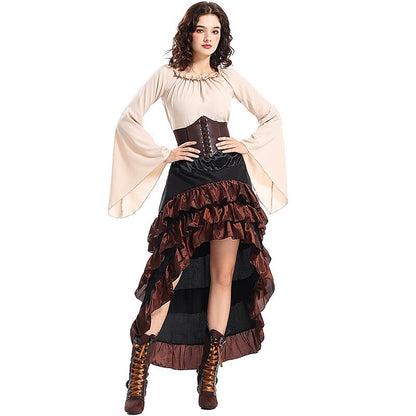 Medieval Pirate Set with Blouse Skirt Waspie Corset Belt