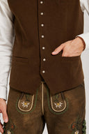 Men’s Brown Bavarian Oktoberfest Vest with Embroidery