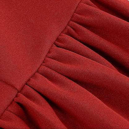 Women's 1950s Bow Tie Neck Long Sleeve A-Line Dress