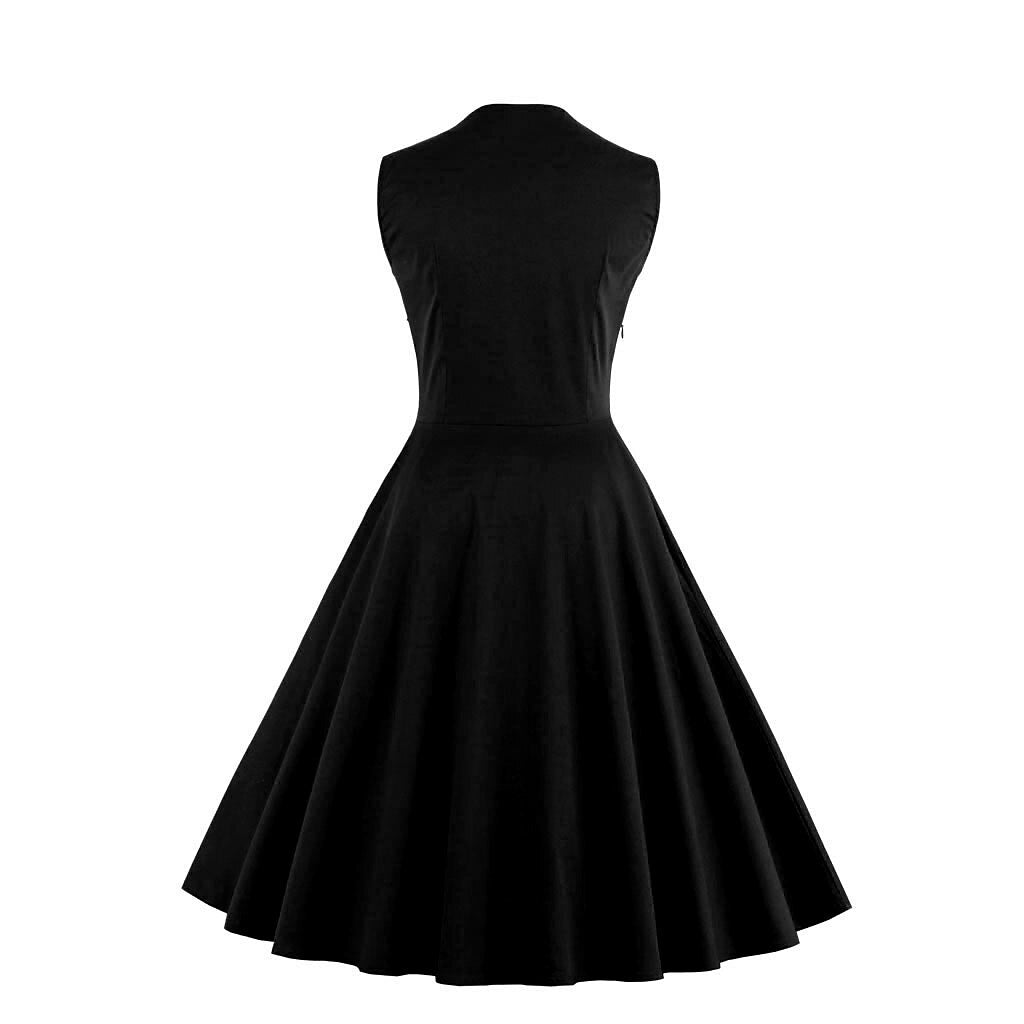 Women's 1950s Floral Patchwork Lapel Collar Sleeveless A-Line Tea Party Dress