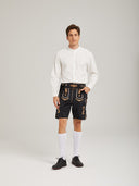Men's Oktoberfest Lederhosen Costume with White Shirt, Hat & Knee Socks Set