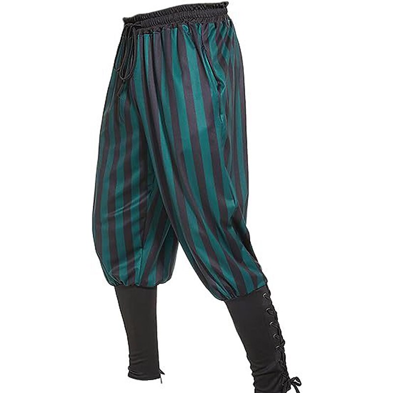 Knight Ritter Style Stripes Pants Drawstring Design