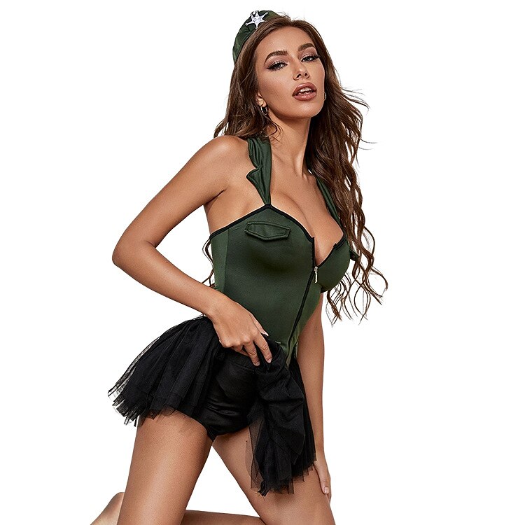 Army Soldier Costume Dress with Hat for Halloween