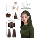 Vestido asimétrico medieval con tocado, corsé y armaduras