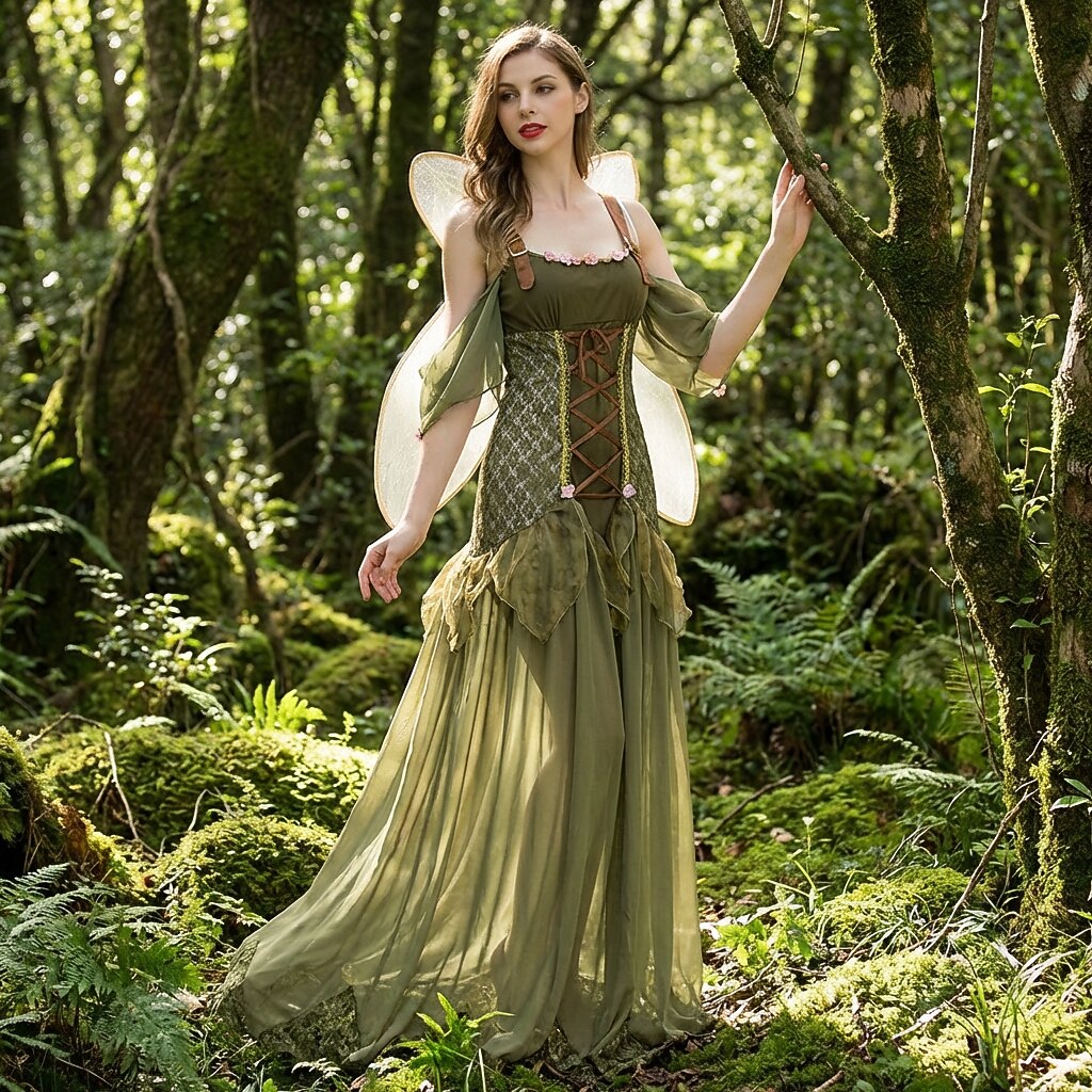 Medieval Fairy Floor Length Dress with Accessories