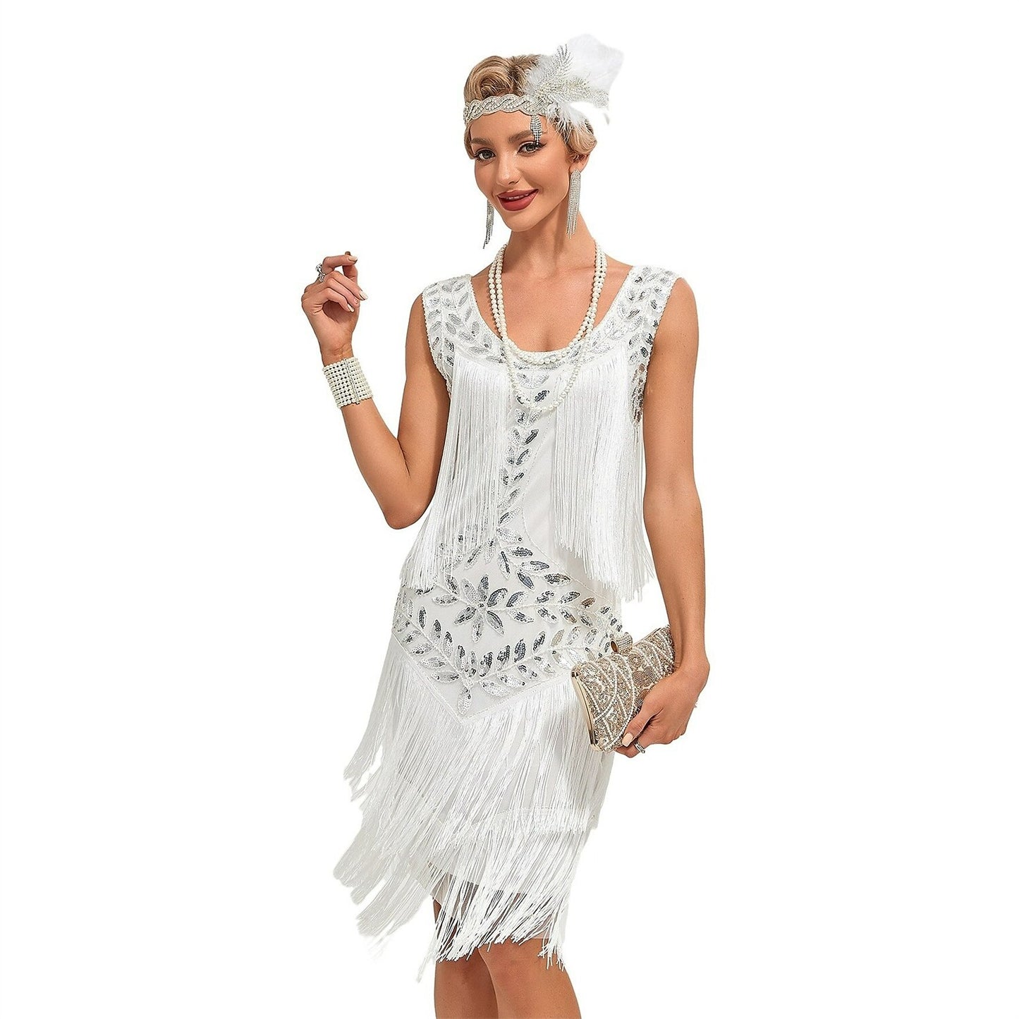 Beaded Art Deco Floral Flapper Dress