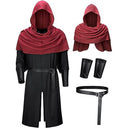 Conjunto medieval de caballero guardabosques con mantones, túnica, cinturón y brazalete para el brazo