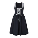 Oktoberfest Blue Mini Dirndl Dress with Lace-Up Bodice