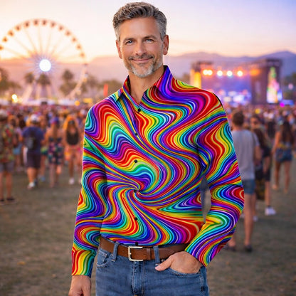 Retro 70S Psychedelic Long Sleeves Collar Shirt